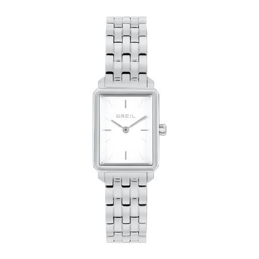 Breil, collezione carré, orologio donna solo tempo con bracciale in acciaio lucido a 5 maglie e cassa rettangolare, resistente all'acqua, cassa 20 x 40 mm, chiusura con pulsanti