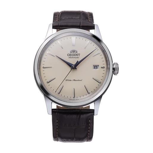 Orient classic bambino 38mm - orologio uomo automatico a carica manuale elegante cinturino in pelle marrone cassa in acciaio quadrante giallo - ra-ac0m04y30b ra-ac0m04y