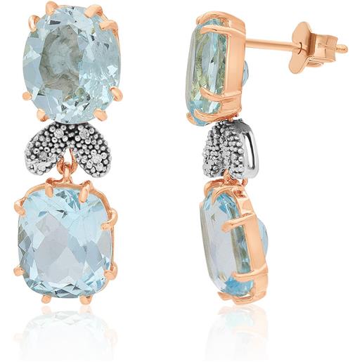 Orecchini Pendenti In Oro 14K Con Topazio Blu E Peridoto, Forma A Goccia, 2.5 Carati Totali, Elegante Cofanetto