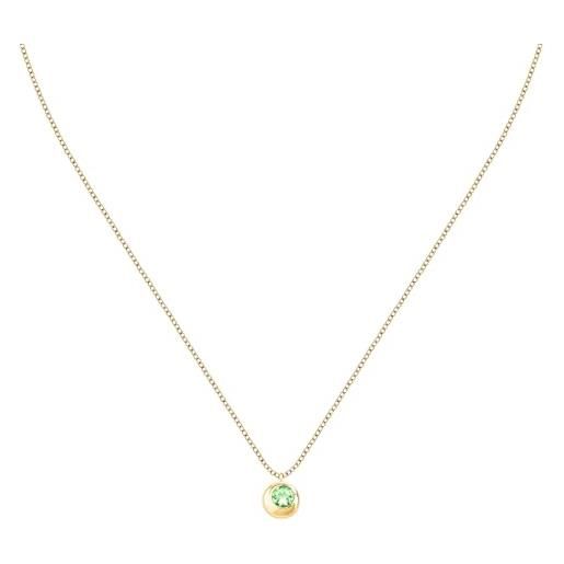 Morellato collana donna in argento 925‰ riciclato dorato con pietra verde, collezione tesori eterni - saxn05