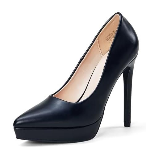 Zhabtuc scarpe da donna con plateau scarpe classiche con tacco a spillo piattaforma tacchi alti scarpe da sposa a punta, vernice dorata, 40 eu