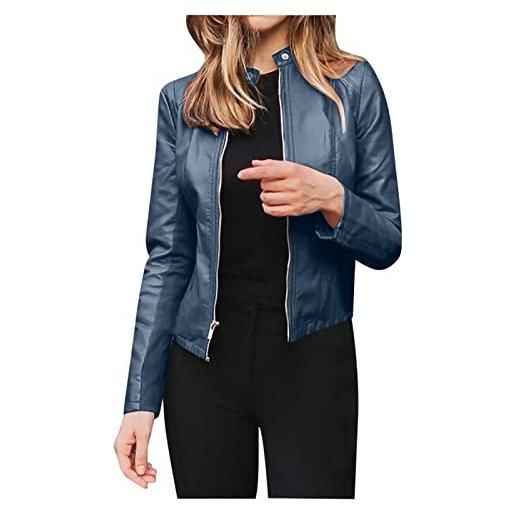 HAOLEI giubbino impermeabile ecopelle donna giacca in pelle donna in similpelle trapuntata giubbino biker giubbotto moto vera pelle leggera bomber giacca causal 2024 offerte del giorno donna a9 caffè