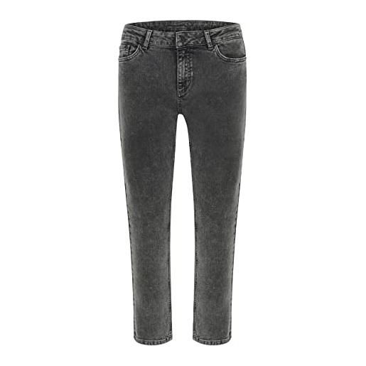 Kaffe kaffe women's denim jeans trousers cropped legs straight, jeans da donna, grey acid wash denim, 40