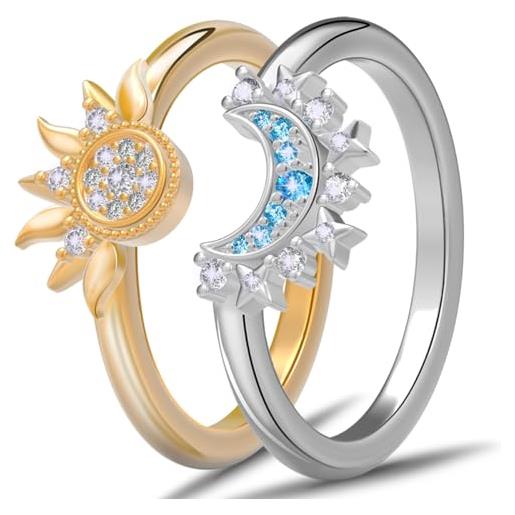 Fashion anello con sole e luna