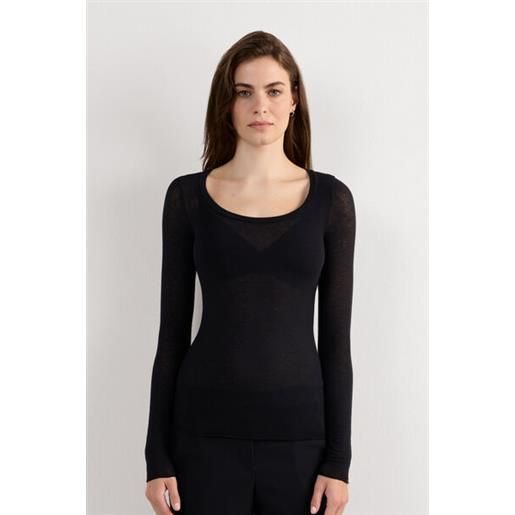 Intimissimi maglia manica lunga modal ultralight con cashmere scollo madonna nero