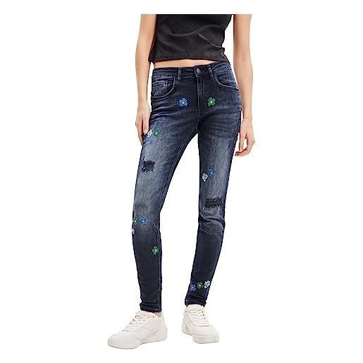 Desigual denim bruselas pantaloni casual, blu, 46 donna