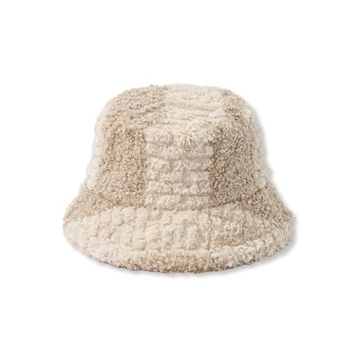 LumiSyne invernale cappello da pescatore cappellino pescatore in peluche pile sherpa cappello invernale lana di agnello motivo a quadri blocchi di colore regolabile soffice caldo cappello a secchiello