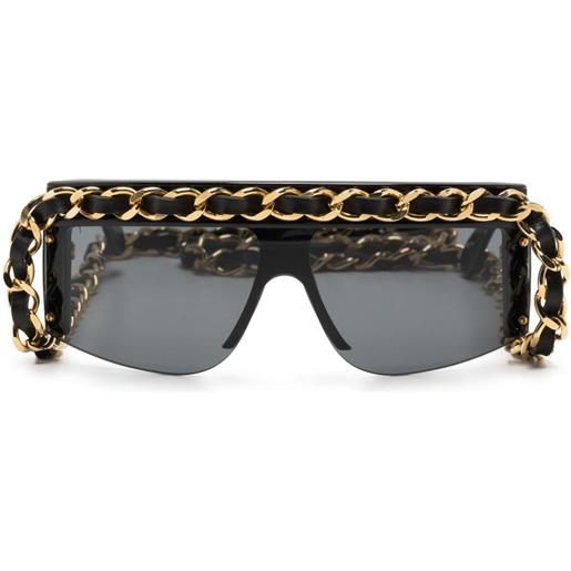 CHANEL Pre-Owned - occhiali da sole anni '90-2000 - donna - placcatura in oro/plastica - taglia unica - nero