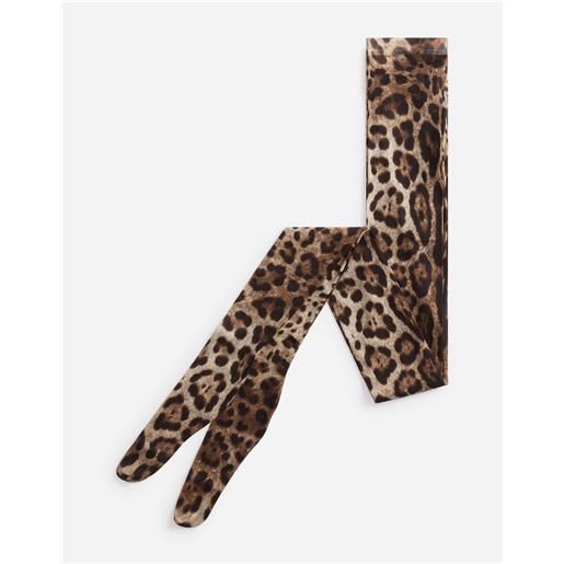 Dolce & Gabbana collant in tulle stampa leopardo