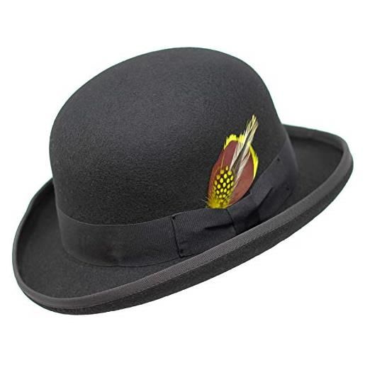Borges & Scott orwell premium - cappello a bombetta - feltro 100% di lana - 58cm nero