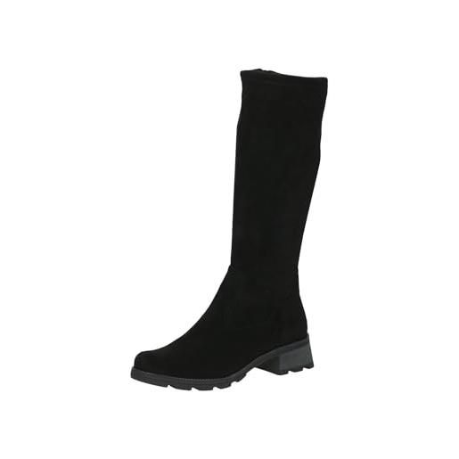 CAPRICE donna stivali con tacco alti al ginocchio vegani, nero (black stretch), 38,5 eu