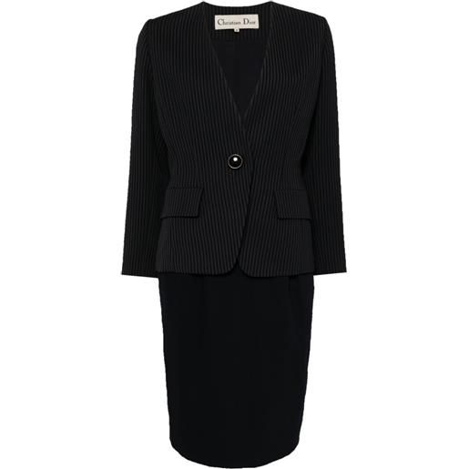 Christian Dior Pre-Owned - set giacca monopetto a righe - donna - lana/poliestere/cupro/nylon - taglia unica - nero
