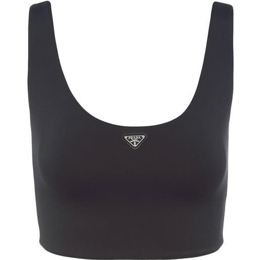 Prada top corto con logo - nero
