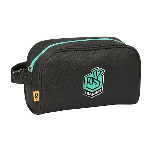 Safta kings league el quartiere - beauty case per bambini con manico, beauty case per bambini, facile da pulire, comodo e versatile, qualità e resistenza, 24 x 10 x 15 cm, colore nero, nero, 