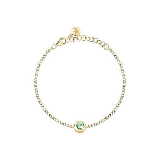 Morellato bracciale da donna in argento 925 riciclato con pietra verde, collezione tesori eterni saxn13, argento 925 riciclato, peridotite