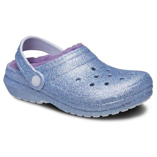 Crocs unisex bambino classic lined glitter clog k sabot, frosted glitter, 28/29 eu