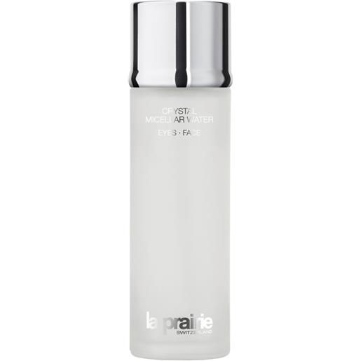 La prairie crystal micellar water eyes face 150 ml acqua micellare struccante delicata, combina la tecnologia dei cristalli liquidi con l'acqua pura dei ghiacciai svizzeri