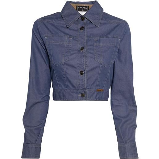 CHANEL Pre-Owned - giacca monopetto 2001 - donna - cotone/nylon/lycra - 34 - blu
