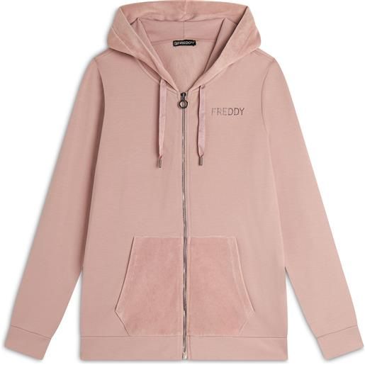 Freddy felpa zip da donna con cappuccio e tasche in velluto