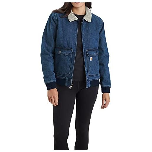 Carhartt women winter jacket relaxed fit denim sherpa lined, colore: beech, taglia: s