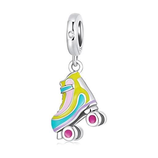 Teleye roller skate pendant charm 925 sterling silver charm fits for pandora bracelet