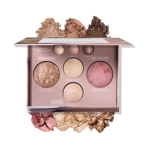Laura Geller Beauty laura geller new york palette occhi e viso best of the best - 6 ombretti nude, blush, illuminante e bronzer in un unico kit make up cotto, fatto a mano in italia, trousse trucchi donna all-in-one