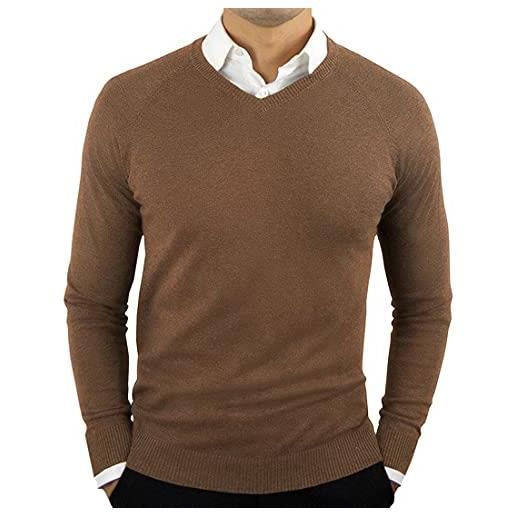 JECTZ maglioni da uomo in cotone a maniche lunghe pullover lavorati a maglia casual maglione da uomo felpa con scollo a maglioni pullover in cotone leggero con scollo a v maglione lavorato a maglia casual