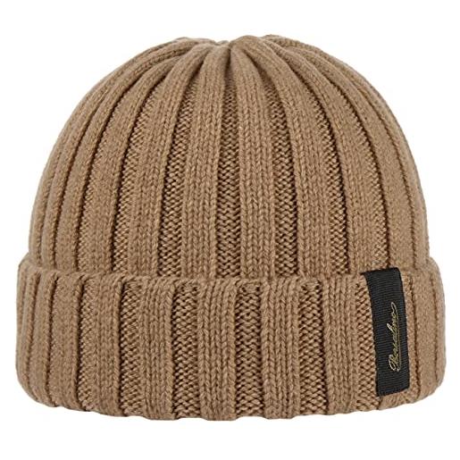 Borsalino berretto in cachemire donna/uomo - made italy beanie lana lavorato a maglia con risvolto inverno autunno/inverno - taglia unica beige