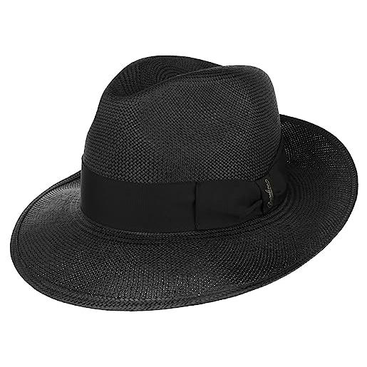 Borsalino cappello di paglia big brim fedora uomo - made in italy estivo da giardiniere cappelli spiaggia con nastro grosgrain primavera/estate estate - 57 cm nero-nero
