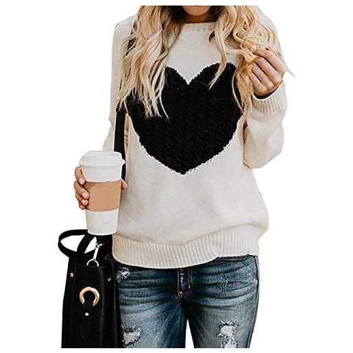 AngelZYJ maglione donna felpa ragazza sweatshirt oversize pullover invernali primavera manica lunga casual moda girocollo tops natale (beige, m)