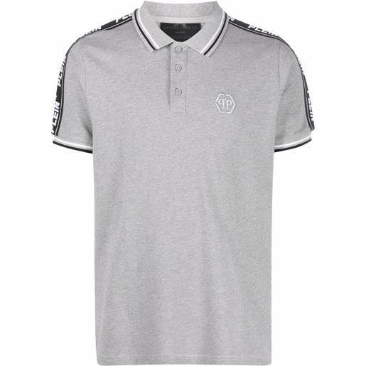 Philipp Plein polo con ricamo - grigio