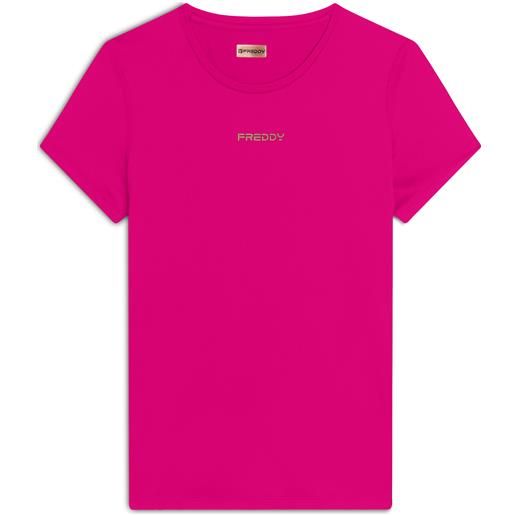 Freddy t-shirt sportiva in tessuto tecnico con logo bronzo