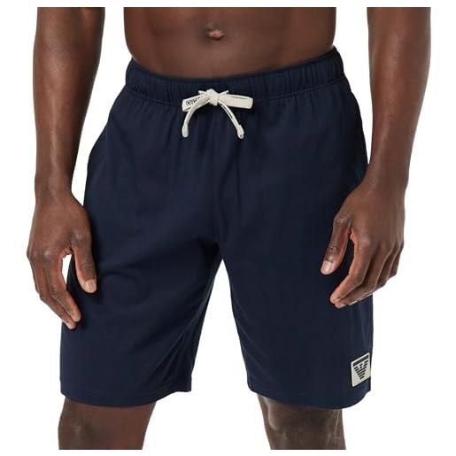 Emporio Armani piping logoband loungewear bermuda shorts, pantaloni della tuta uomo, blu (marine), s