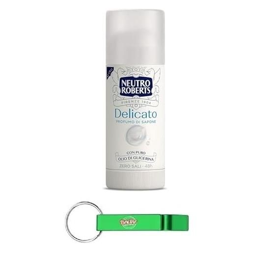 Beni Culinari neutro roberts deodorante stick delicato extra protezione - deodorante stick con profumo di sapone, 0% sali di alluminio, 0% macchie, 40 ml + portachiavi in omaggio Beni Culinari