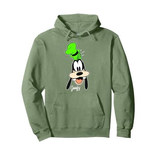 Disney mickey and friends goofy big face signature felpa con cappuccio