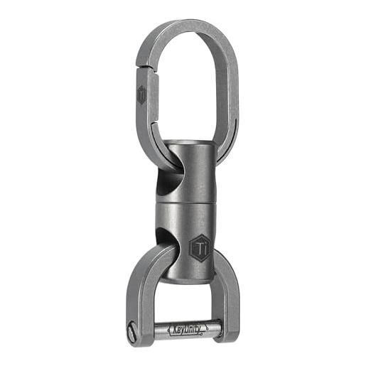 KeyUnity ka40m portachiavi girevole con anello a d, portachiavi da uomo, per auto, girevole in titanio, quick release, taglia unica