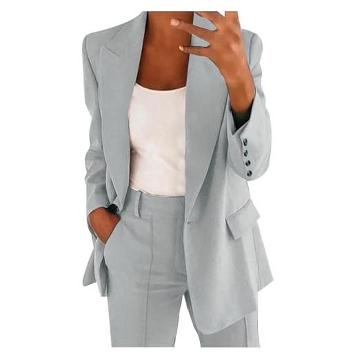 Generico tailleur donna da ufficio eleganti completo da lavoro in due pezzi taglie forti set blazer manica lunga bottone aperto pantaloni e giacca cappotti casual business per business e matrimoni