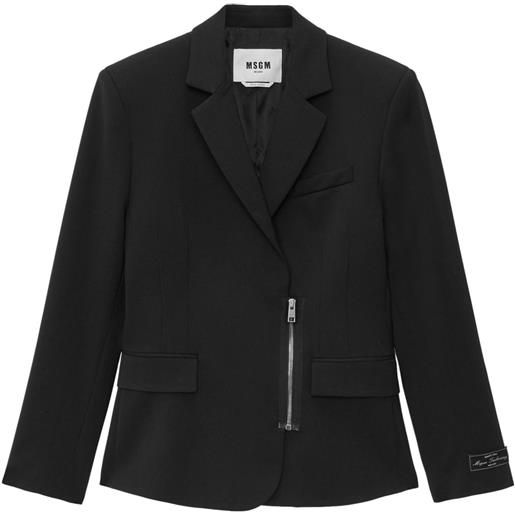 MSGM blazer monopetto con zip - nero