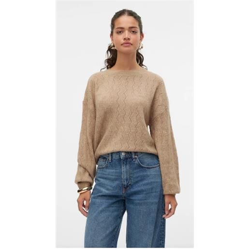 Vero Moda vmyen ls o-neck blouse ga rep lcs maglia traf cappuccino donna