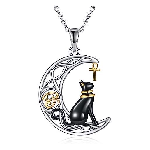 Collana A Panda In Argento Sterling YAFEINI Con Ciondolo A Cuore - Regalo Per Donna, Catena Regolabile 18+2 Pollici