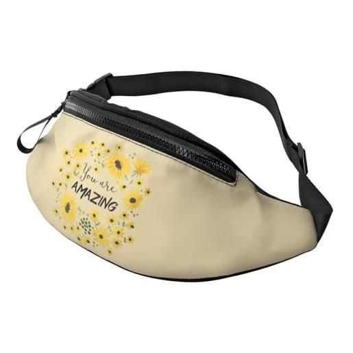 HSJFS runner bull skull stampato sport crossbody marsupio casual petto bag, margherita selvatica fiore, taglia unica