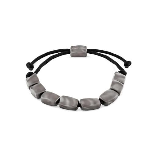 Calvin Klein braccialetto in nylon da uomo collezione ck metallic waves con placcatura ionica acciaio metallico (ip) - 35100034