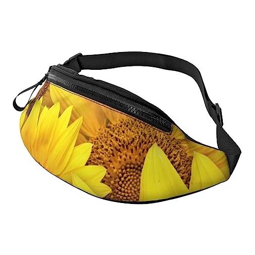 HSJFS runner bull skull stampato sport crossbody marsupio casual petto bag, girasoli fiori gialli, taglia unica
