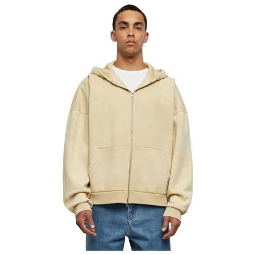 Urban Classics felpa con cappuccio da uomo heavy sand washed 90's zip, beige union, xxl