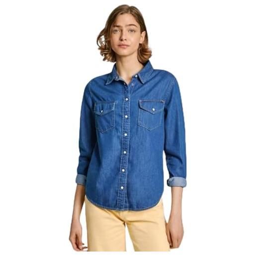 Pepe Jeans regular shirt pl304894 camicia in jeans, blu (denim-ht8), m donna