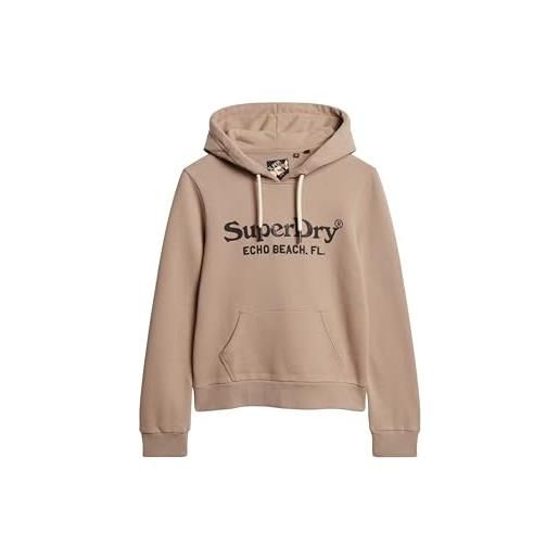 Superdry felpa con cappuccio maglia di tuta, beige profondo, 42 donna