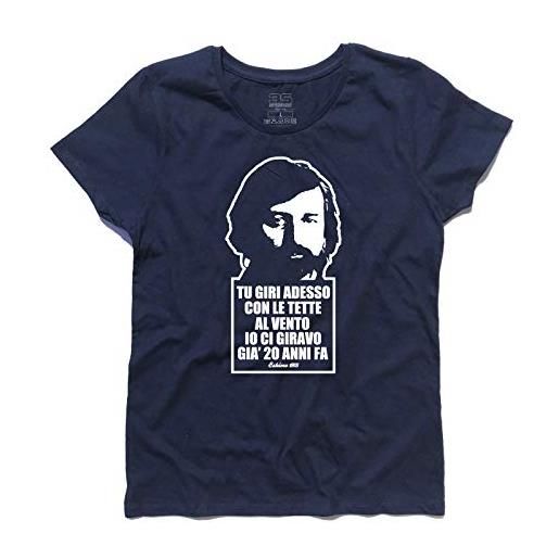 3styler t-shirt donna eskimo - francesco guccini - linea classic - 100% cotone 185 gr/mq (m, blu)