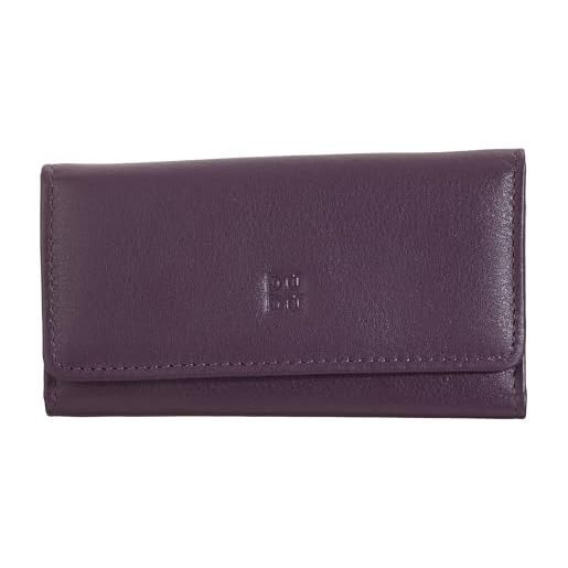Dudu portachiavi classico in vera pelle uomo donna multicolore a 6 ganci deep purple