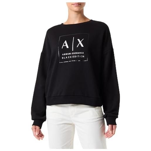 Armani Exchange sustainable, black edition, round neck maglia di tuta, iso, m donna