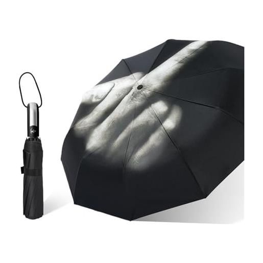 Kortran ombrello pieghevole con dito medio, 1 ombrello con gesti internazionali divertenti completamente automatico, ombrello compatto a doppio strato, protezione solare in vinile e ombrello con protezione uv